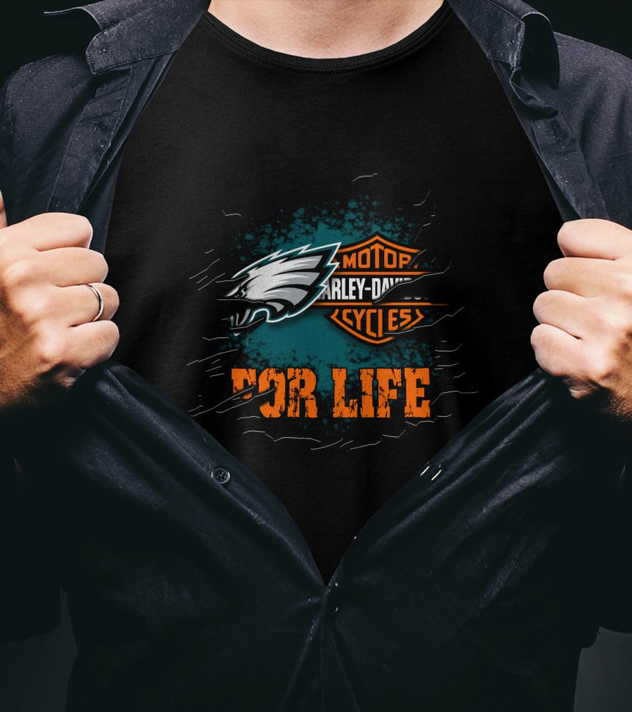 Philadelphia Eagles Harley Davidson Motorcycles For Life T-Shirt