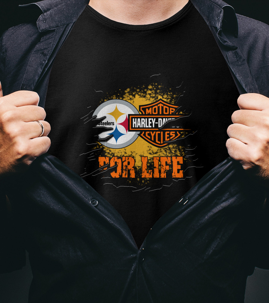 Pittsburgh Steelers Harley Davidson For Life T-Shirt