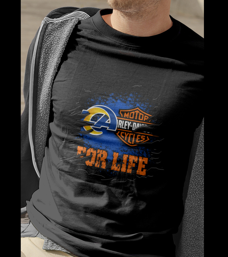 Los Angeles Rams Harley Davidson Cycles For Life T-Shirt