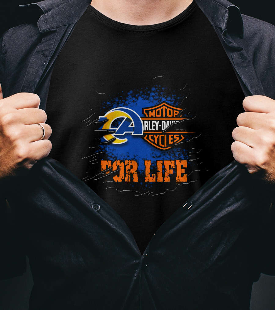 Los Angeles Rams Harley Davidson Cycles For Life T-Shirt