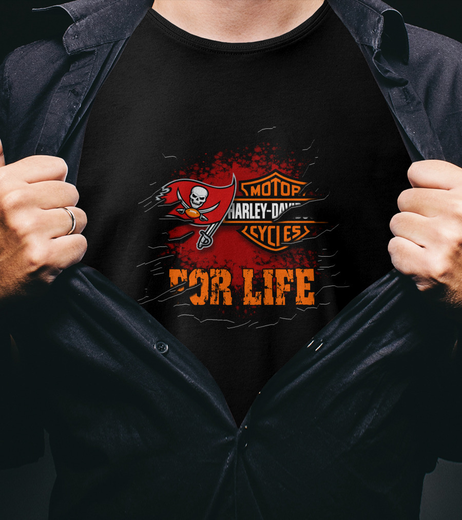 Tampa Bay Buccaneers Harley Davidson Cycles For Life T-Shirt