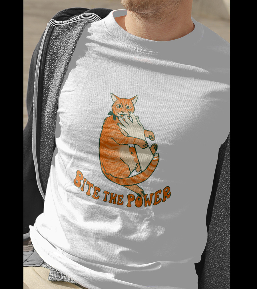 Bite The Power Goblin Criminal Kenny Cat Biting Hand T-Shirt