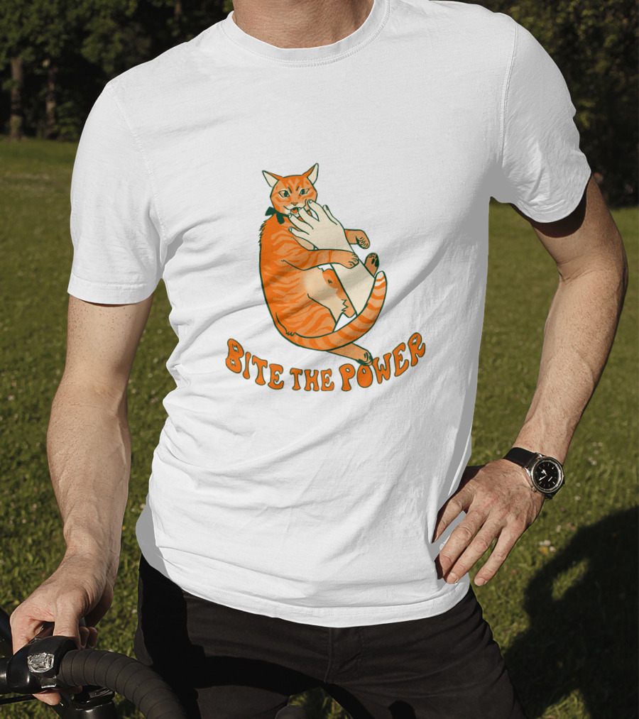 Bite The Power Goblin Criminal Kenny Cat Biting Hand T-Shirt
