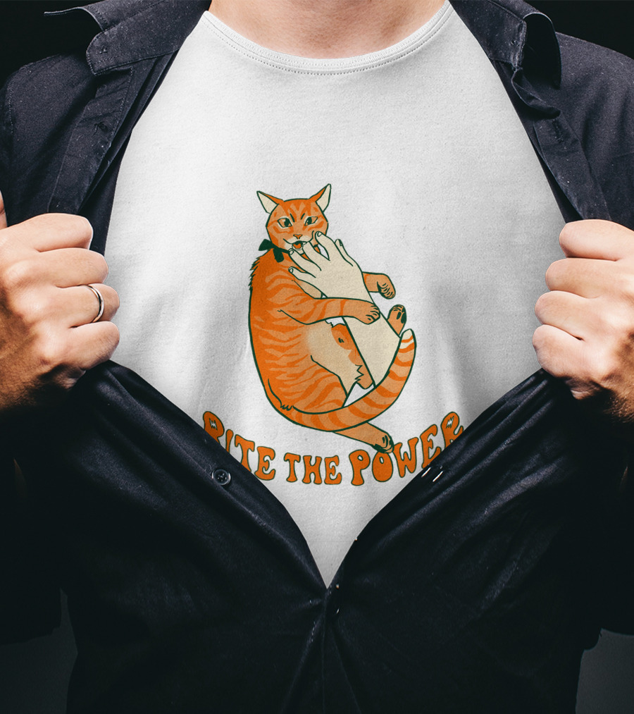 Bite The Power Goblin Criminal Kenny Cat Biting Hand T-Shirt