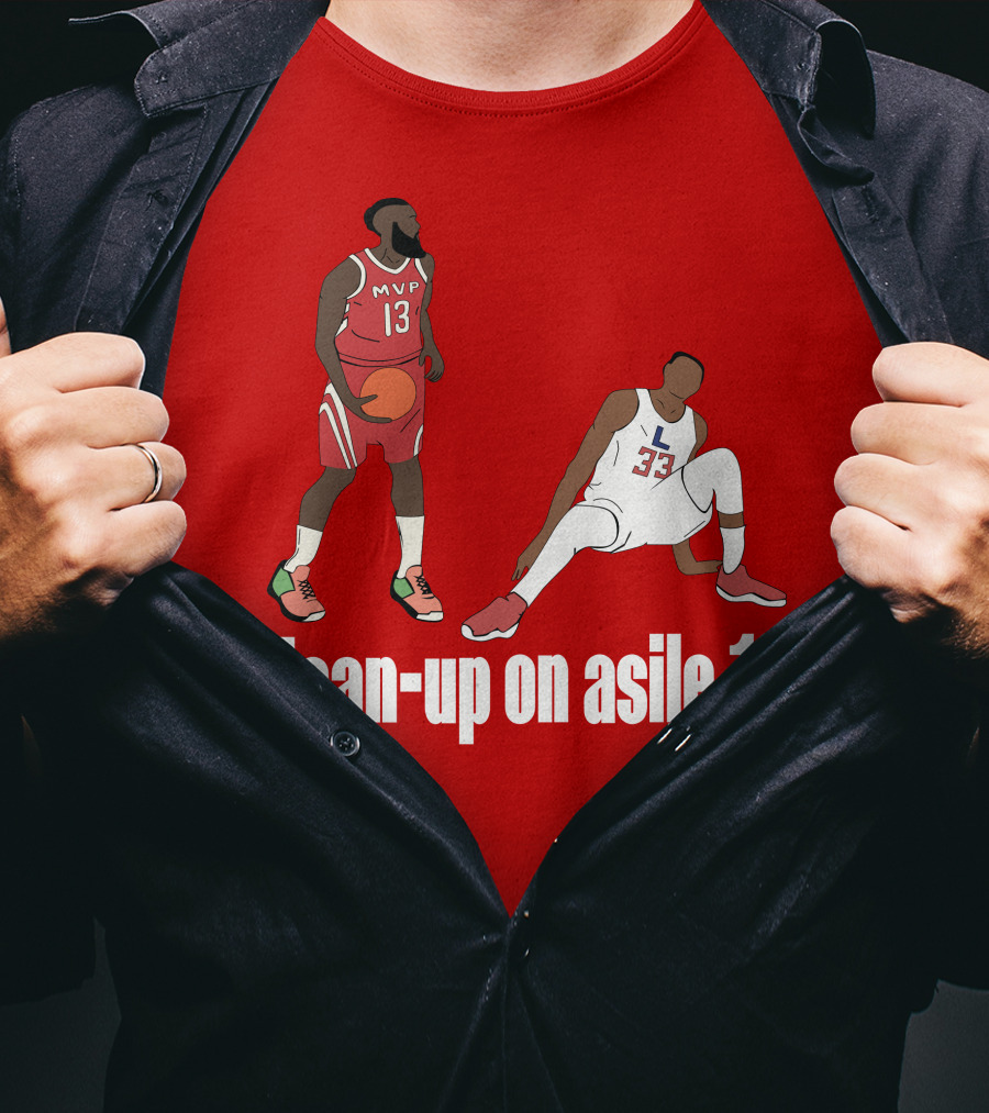 Clean-Up On Asile 13 MVP Number 13 Basketball Action Scene T-Shirt