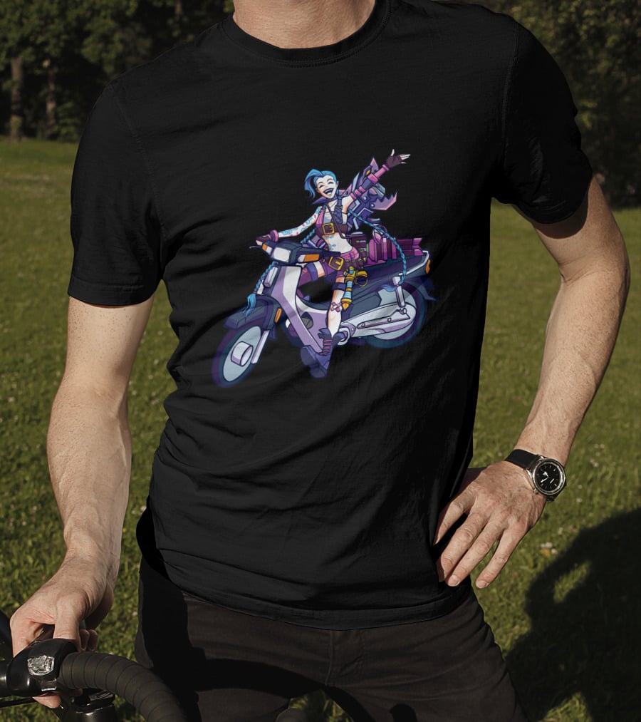 Maumaumau Jinx Character Scooter Adventure Fun T-Shirt