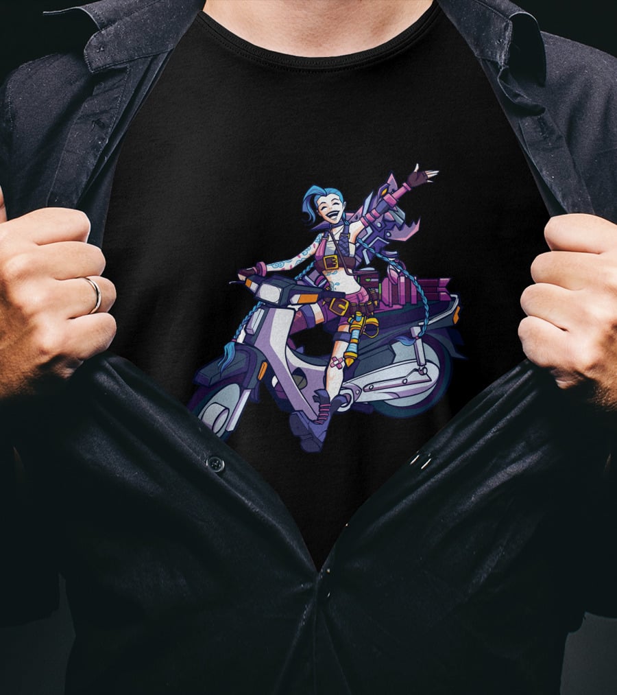 Maumaumau Jinx Character Scooter Adventure Fun T-Shirt