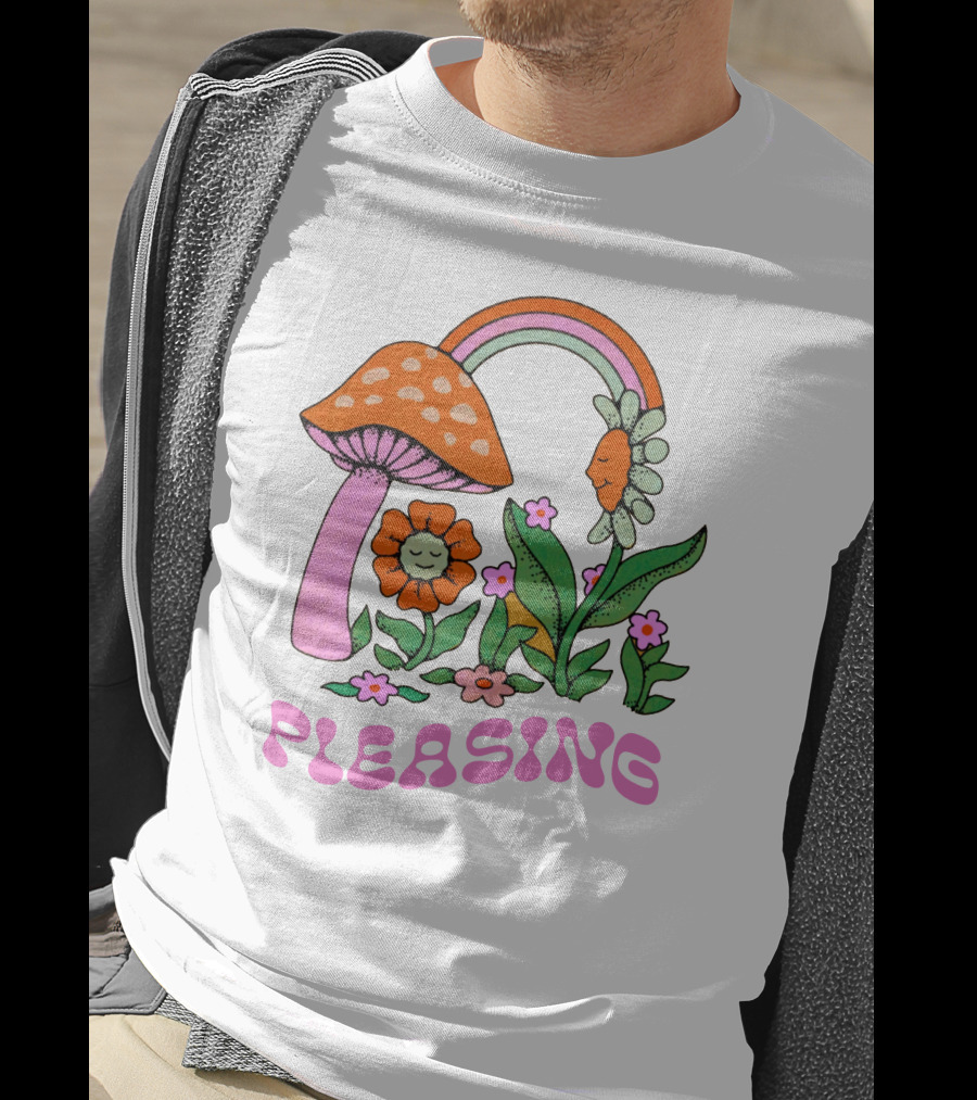 PLEASING Flower Mushroom Rainbow Garden T-Shirt