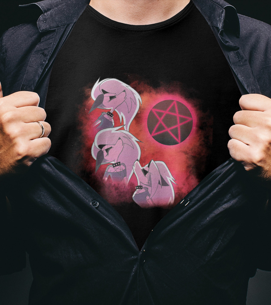 Helluva Boss Loona Trio With Pink Pentagram T-Shirt