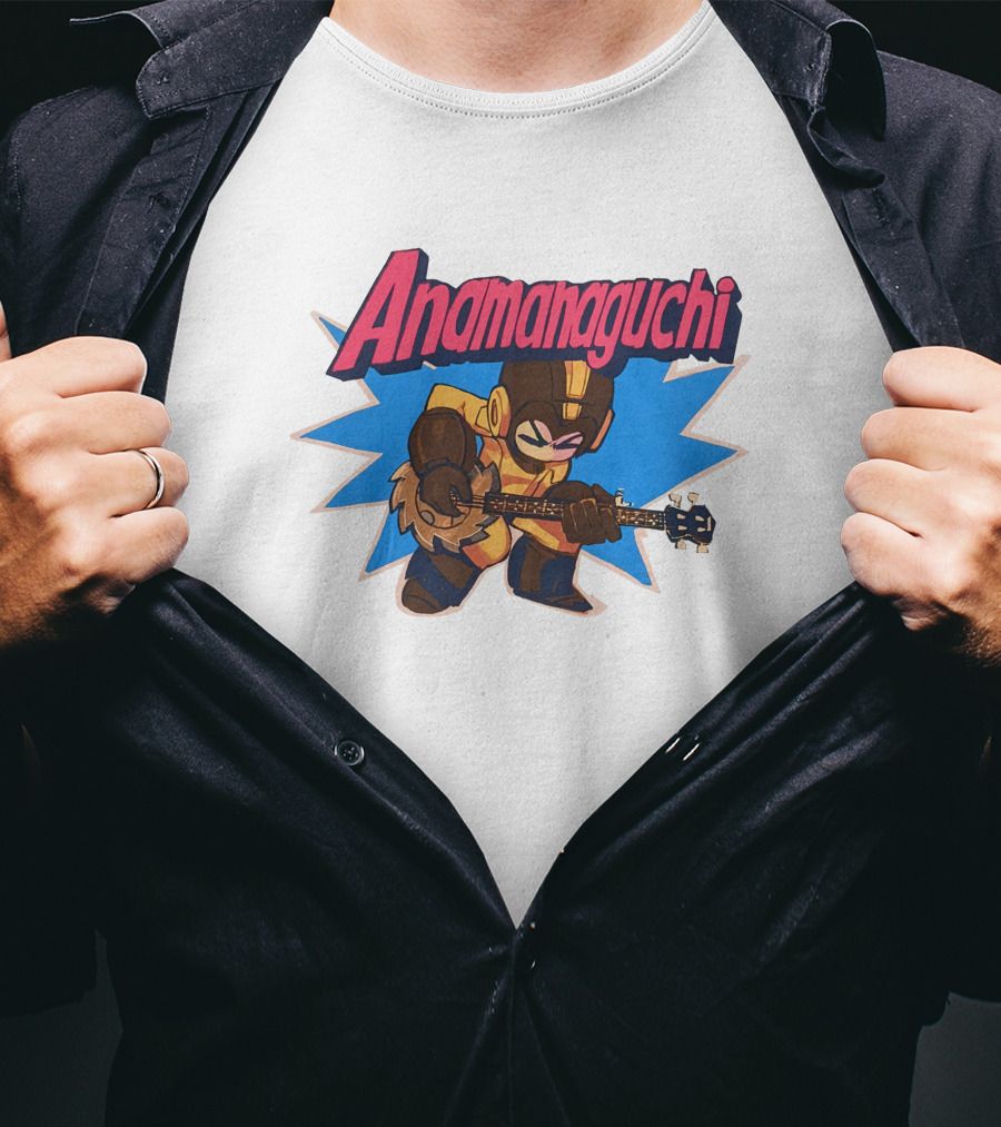 Anamanaguchi Cartoon Character With Guitar T-Shirt