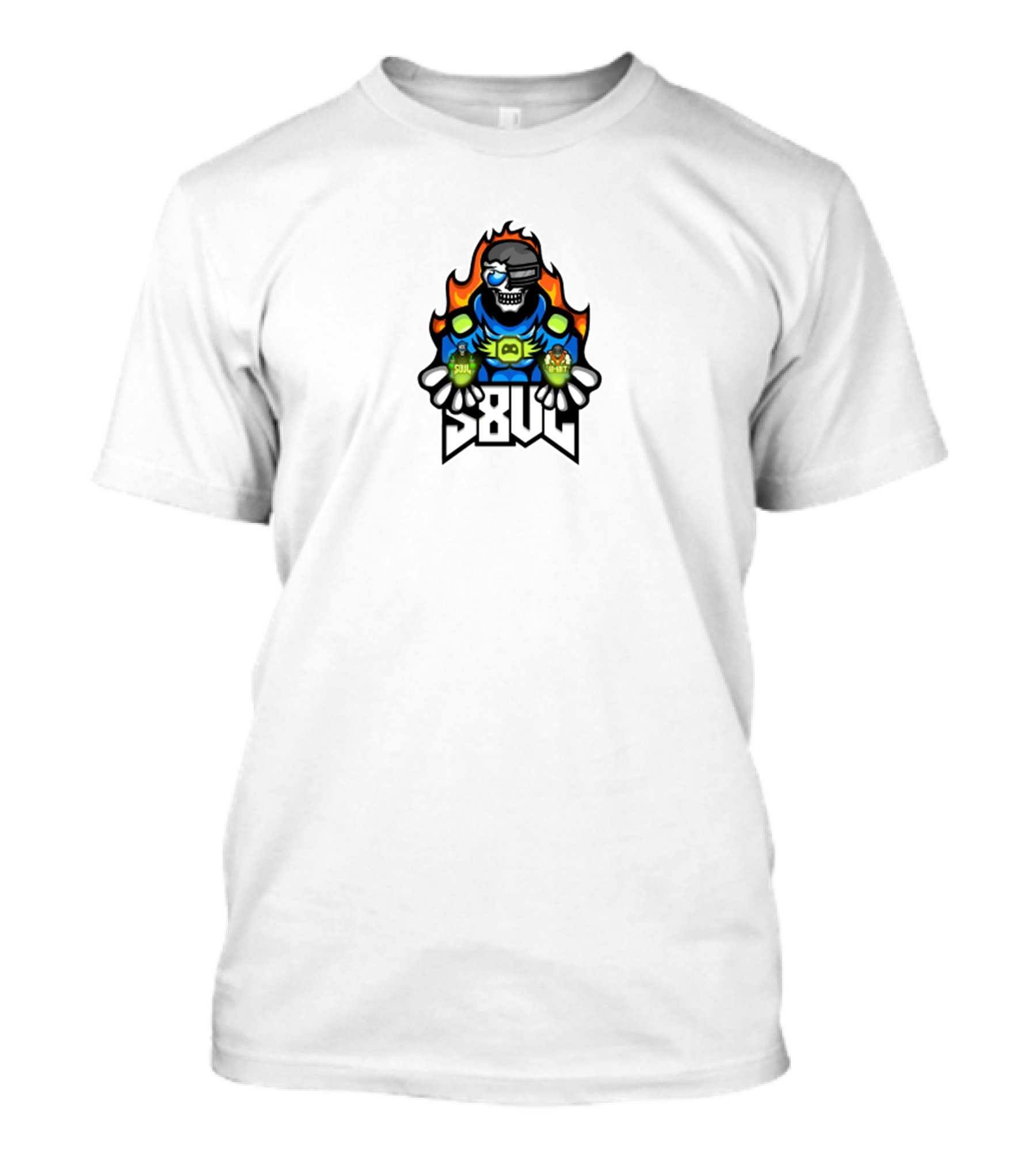 S8UL Gamer Mascot With VR Headset And Fiery Background T-Shirt