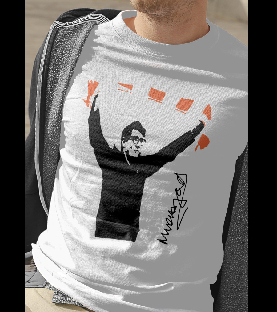 Mick Harford Signature Celebration Pose With Orange Stripes T-Shirt