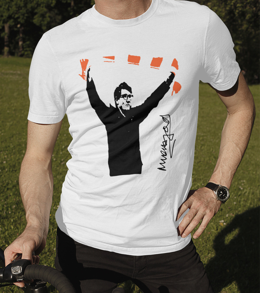 Mick Harford Signature Celebration Pose With Orange Stripes T-Shirt
