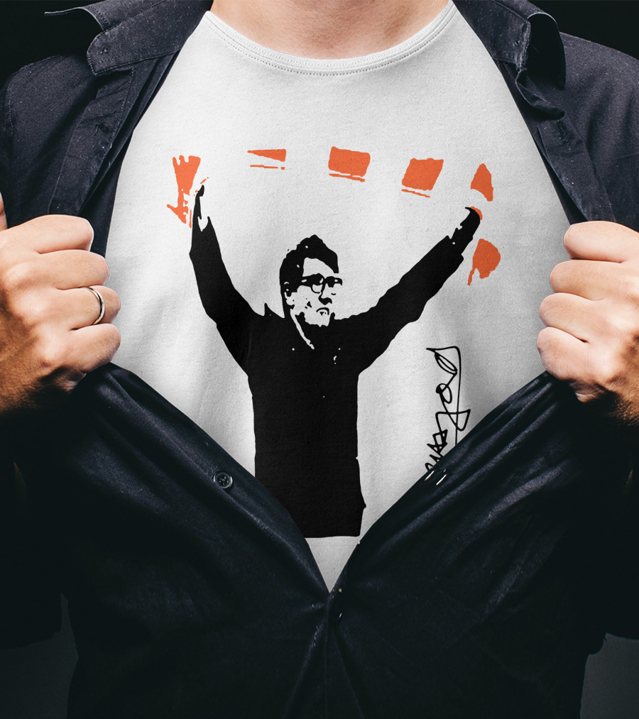 Mick Harford Signature Celebration Pose With Orange Stripes T-Shirt