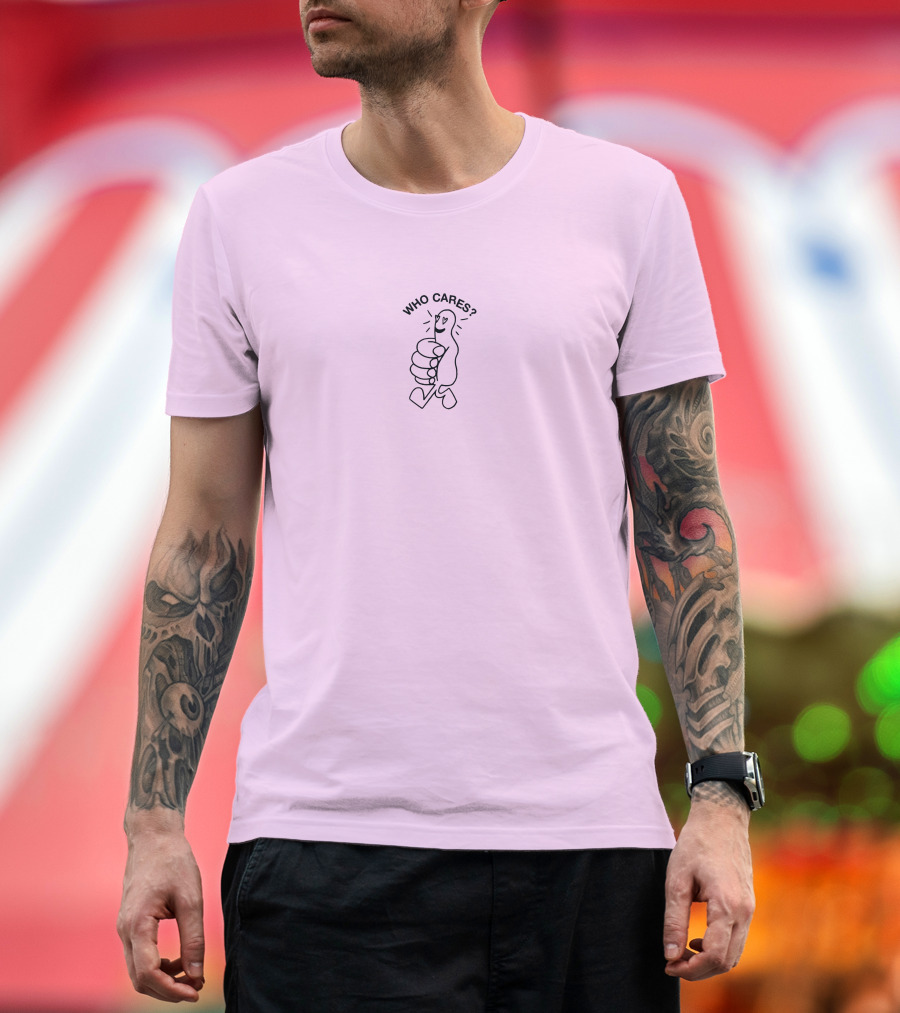 Who Cares Heart Eyes Pink T-Shirt