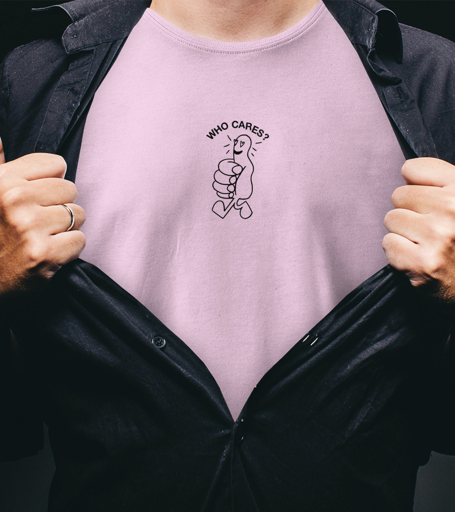 Who Cares Heart Eyes Pink T-Shirt