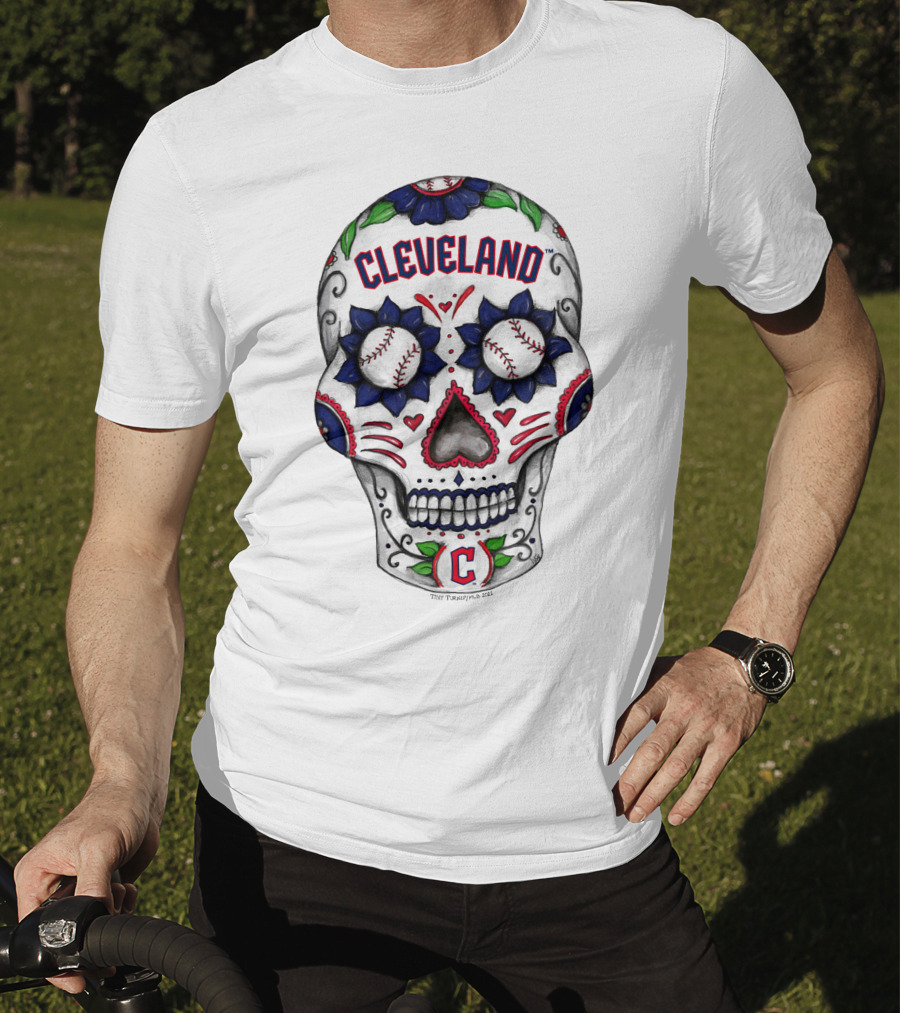 Cleveland Guardians Sugar Skull Tiny Turnip Baseball T-Shirt