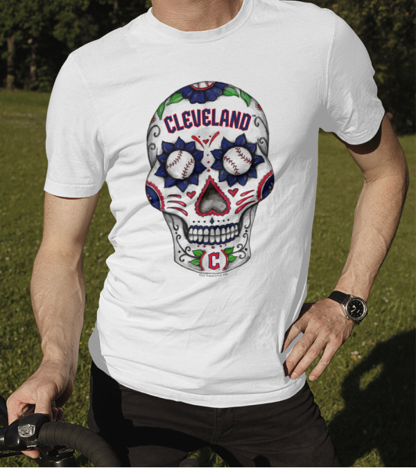 Tiny Turnip Cleveland Guardians Baseball Sugar Skull T-Shirt