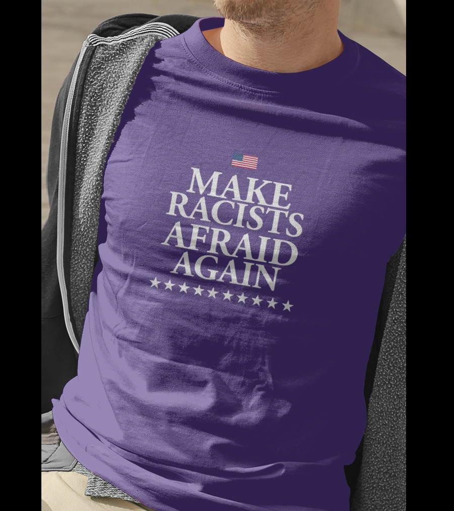 Lady On The Prairie USA Make Racists Afraid Again Dave American Flag Stars T-Shirt