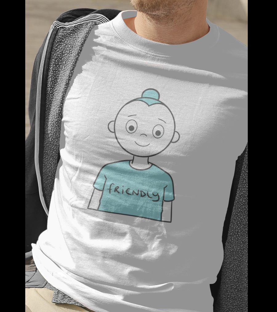Friendly Cartoon Character With Blue T-Shirt
