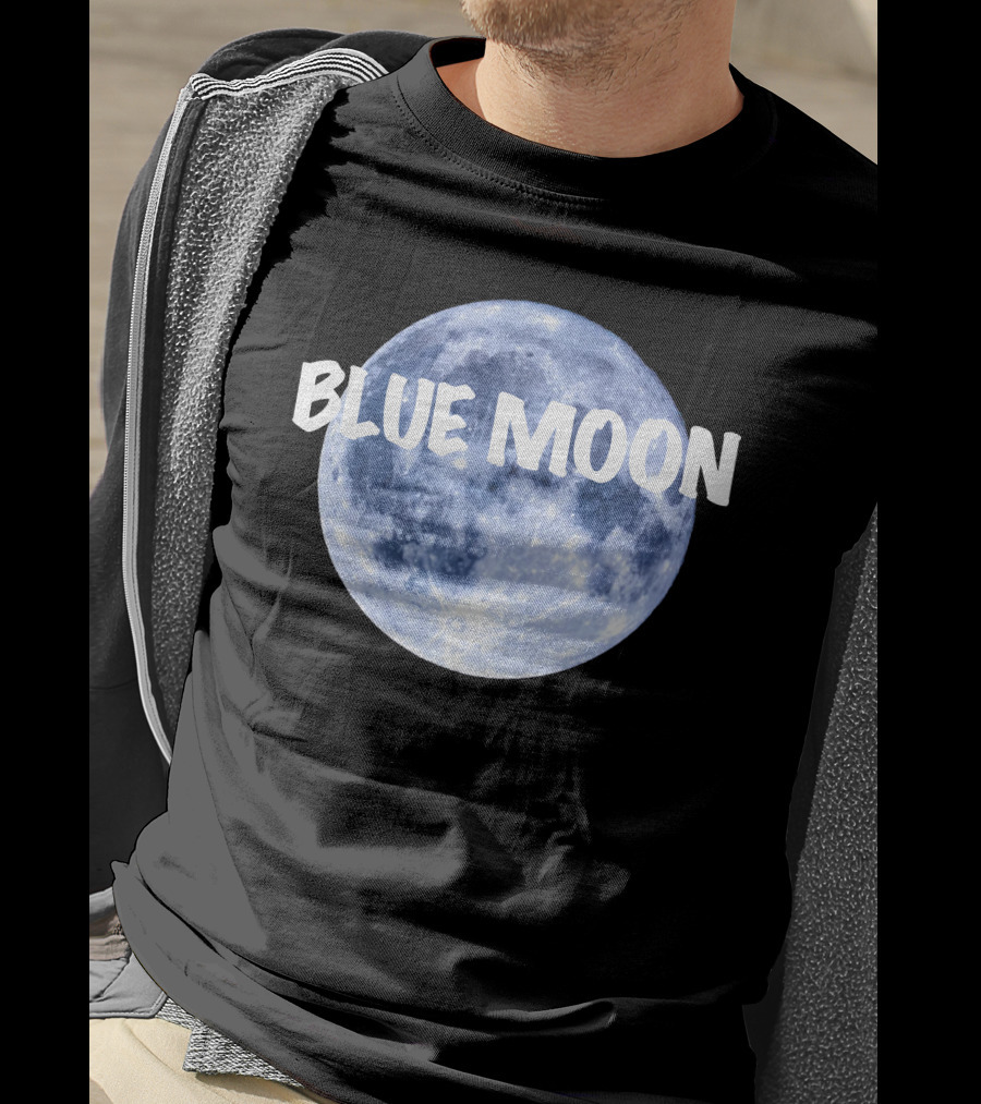 Blue Moon Lunar Phase Image With Text In Bold White Font T-Shirt