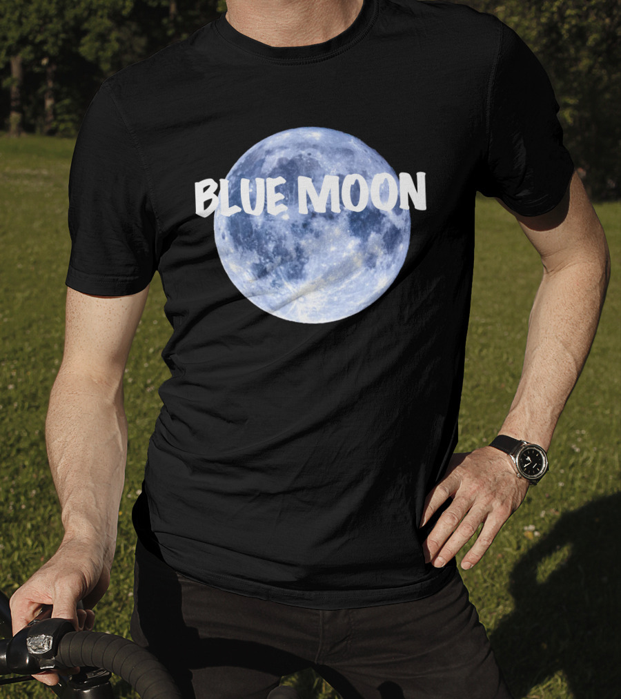 Blue Moon Lunar Phase Image With Text In Bold White Font T-Shirt