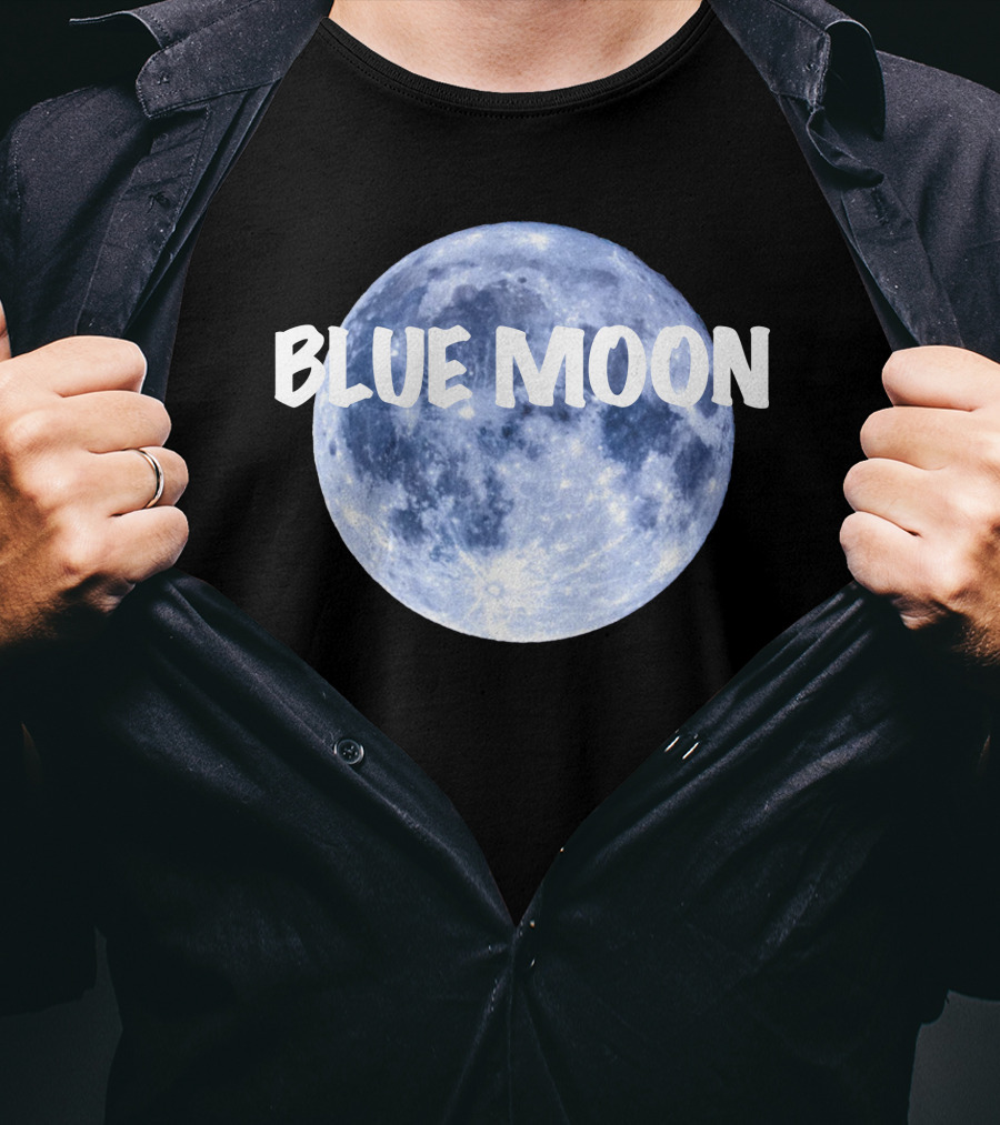 Blue Moon Lunar Phase Image With Text In Bold White Font T-Shirt