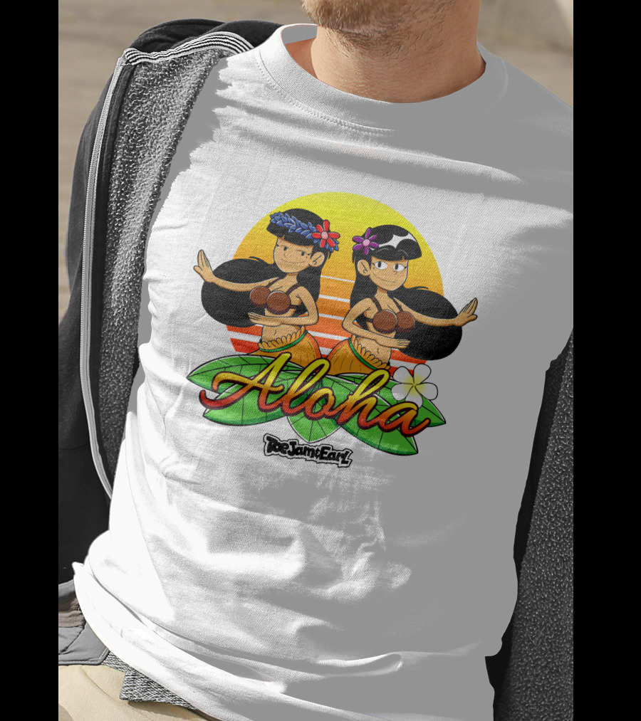 Aloha From Toejam And Earl Robaroba Merch Hawaiian Dancers Tropical Sunset T-Shirt
