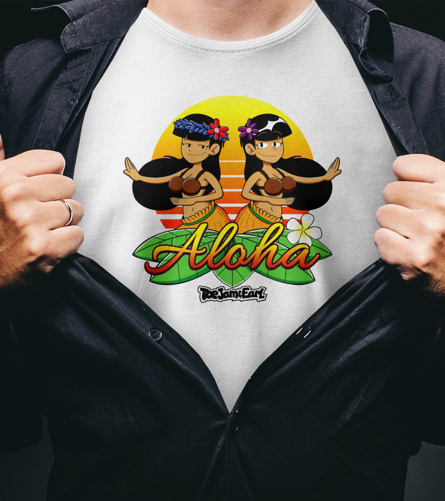 Aloha From Toejam And Earl Robaroba Merch Hawaiian Dancers Tropical Sunset T-Shirt