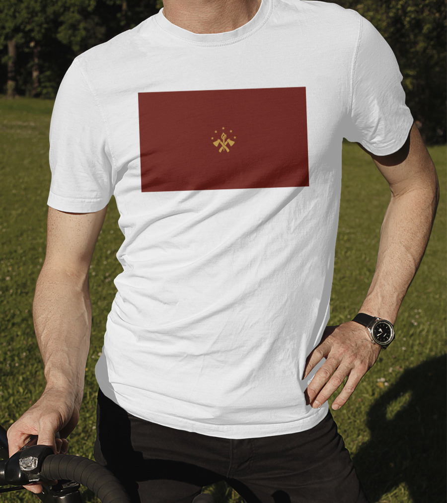 FBA Maroon Flag With Golden Hammer And Star Emblem T-Shirt