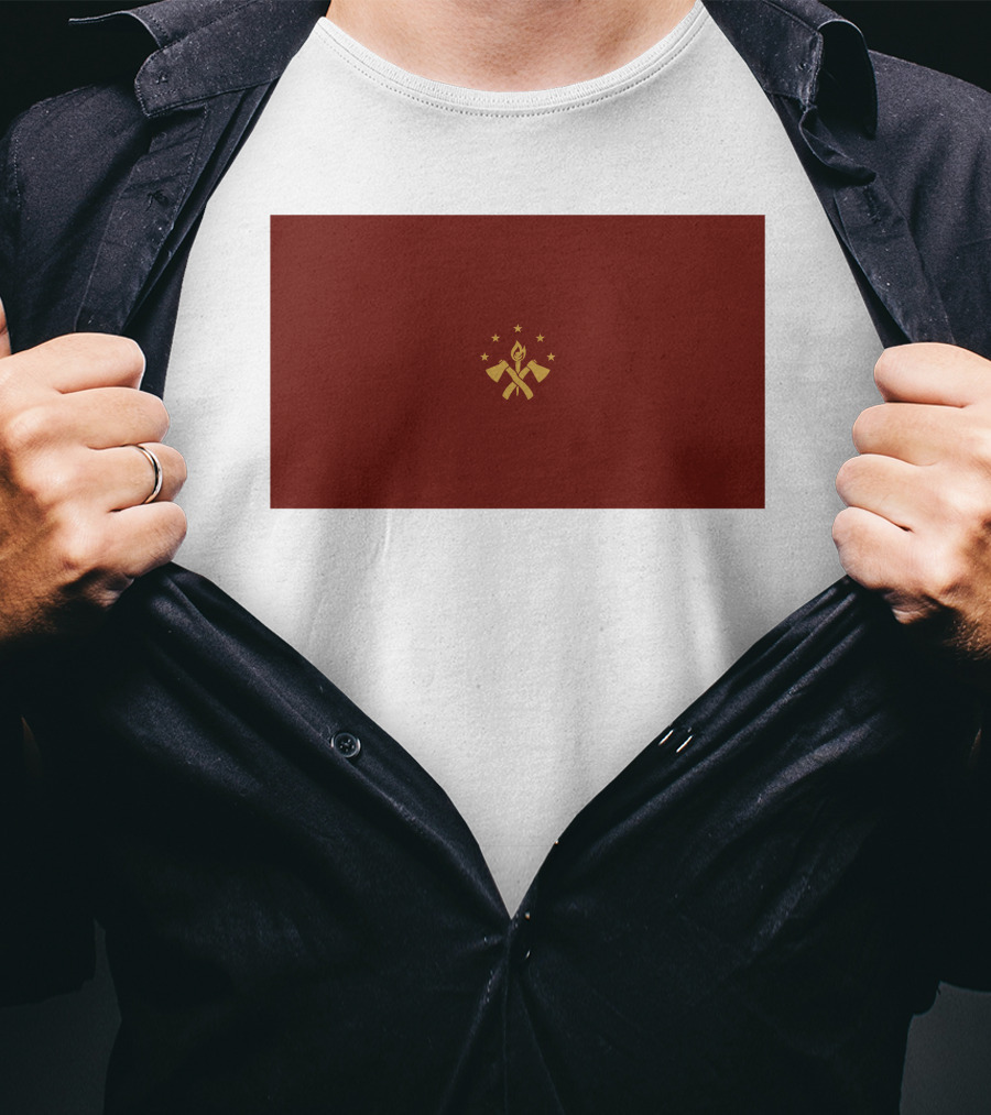 FBA Maroon Flag With Golden Hammer And Star Emblem T-Shirt