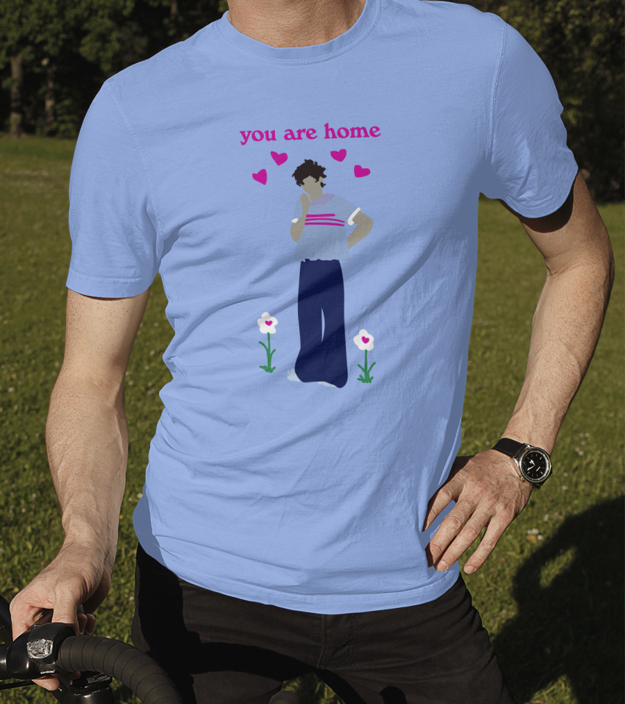 You Are Home Love Heart Flowers Blue T-Shirt