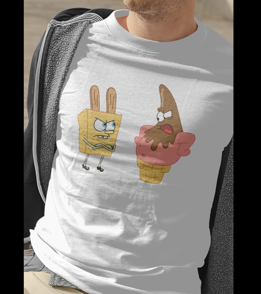 Bob Esponja Y Patricio Helado Enfrentamiento Láminas Artísticas T-Shirt