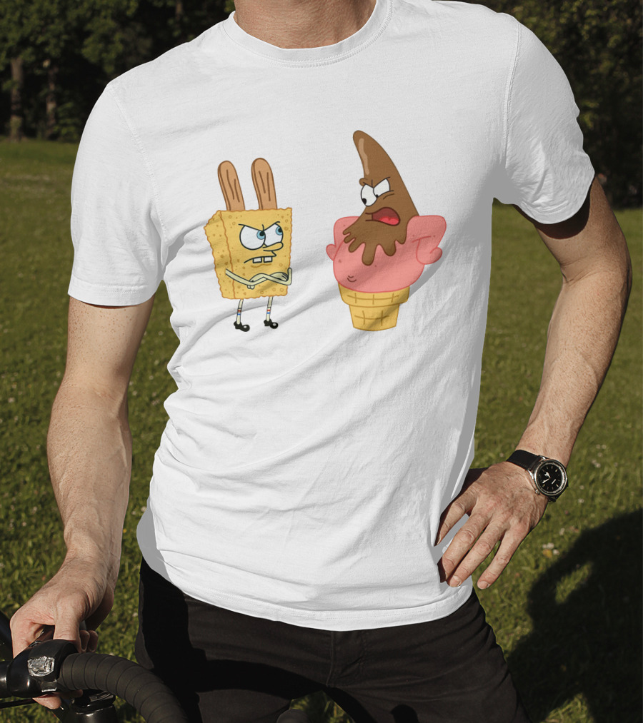 Bob Esponja Y Patricio Helado Enfrentamiento Láminas Artísticas T-Shirt