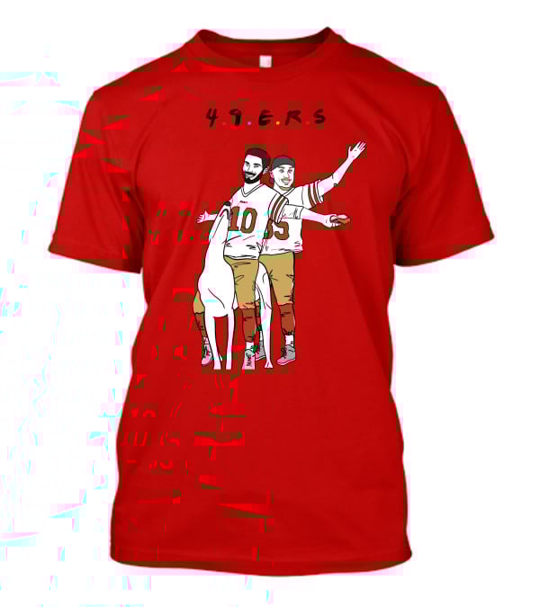 49ers Friends Jimmy Garoppolo Brian Hill Illustration With Dog T-Shirt