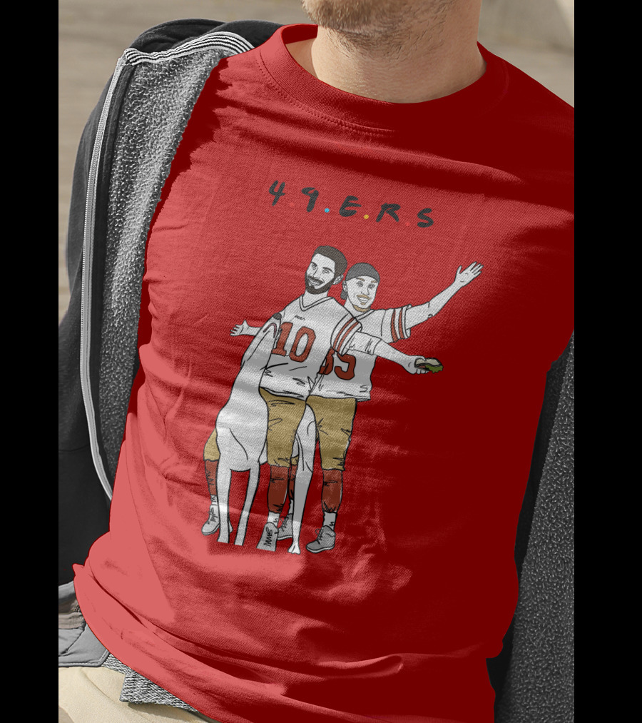 49ers Friends Jimmy Garoppolo Brian Hill Illustration With Dog T-Shirt
