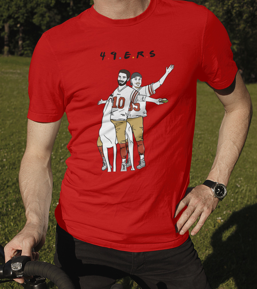 49ers Friends Jimmy Garoppolo Brian Hill Illustration With Dog T-Shirt