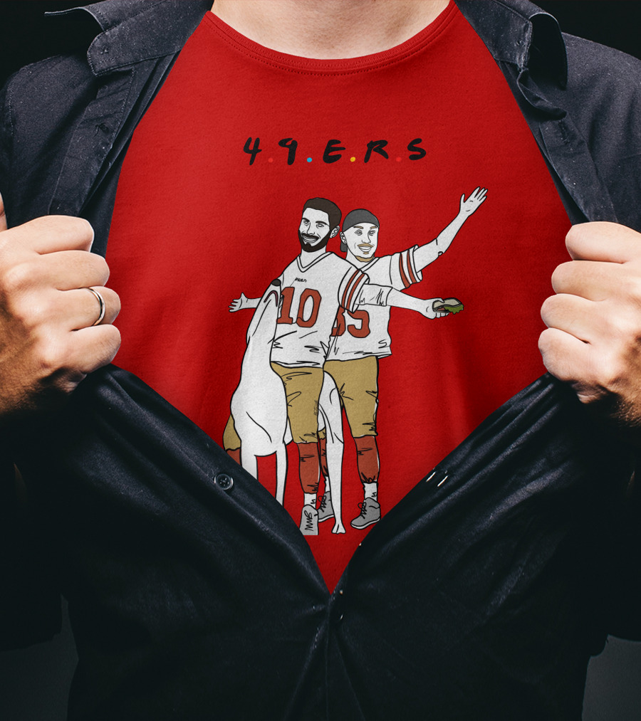 49ers Friends Jimmy Garoppolo Brian Hill Illustration With Dog T-Shirt