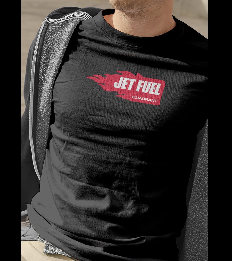 JET FUEL QUADRANT Flame Red Typography T-Shirt