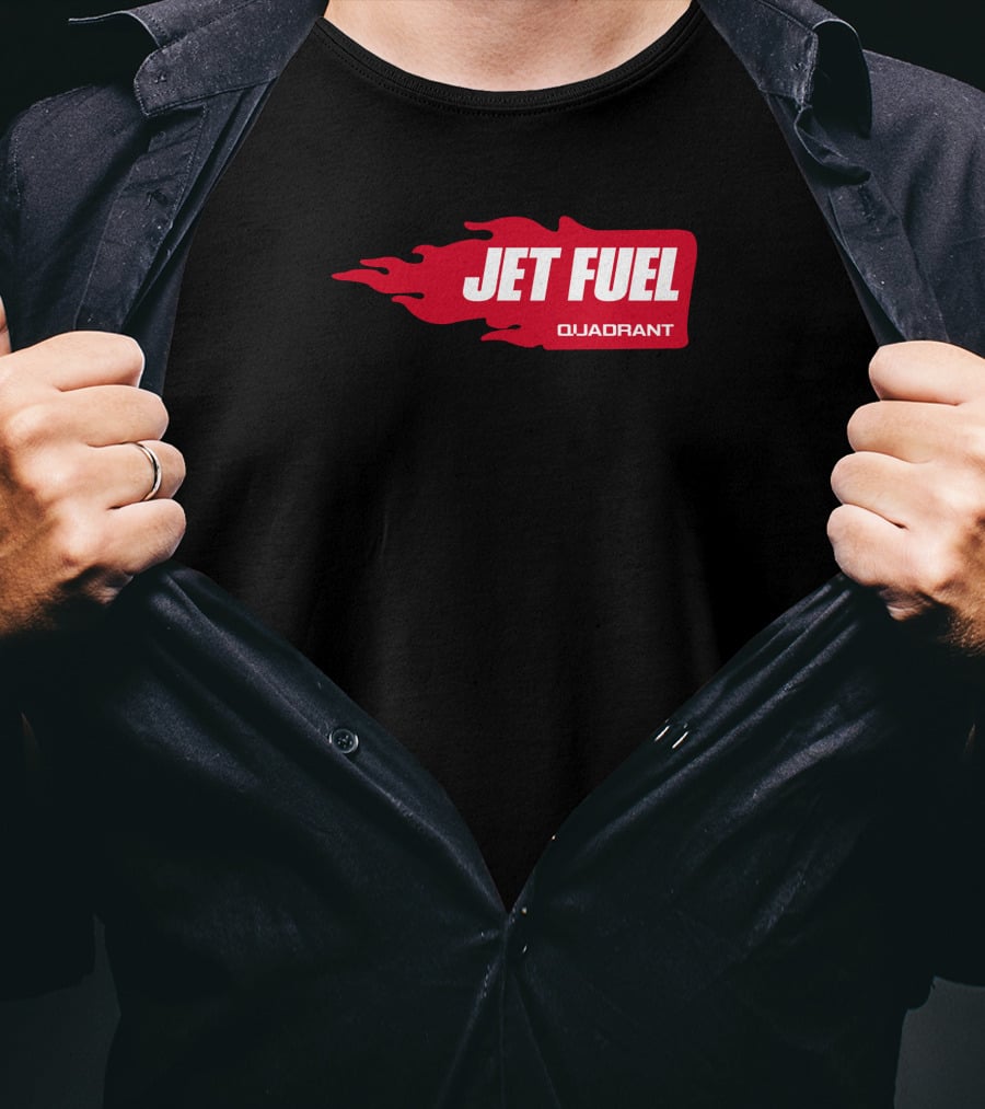 JET FUEL QUADRANT Flame Red Typography T-Shirt
