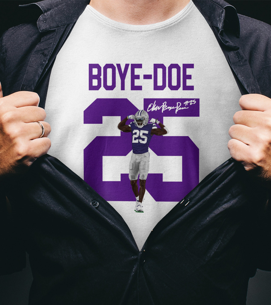 Therealpak25 Store Boye-Doe 25 Football Player Purple Signature T-Shirt