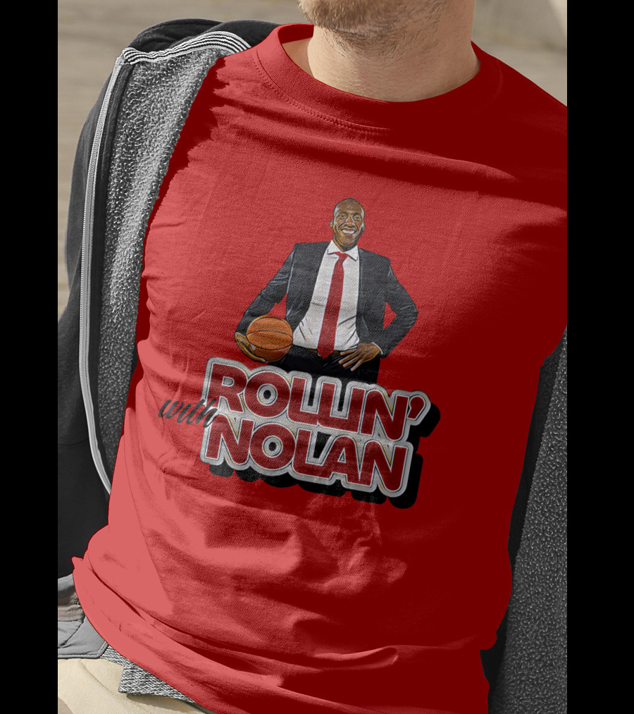 Rollin’ With Nolan Basketball Suit And Tie RedBackground T-Shirt