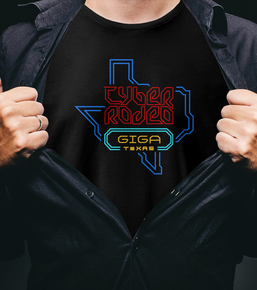 Cyber Rodeo Giga Texas Neon Outline T-Shirt