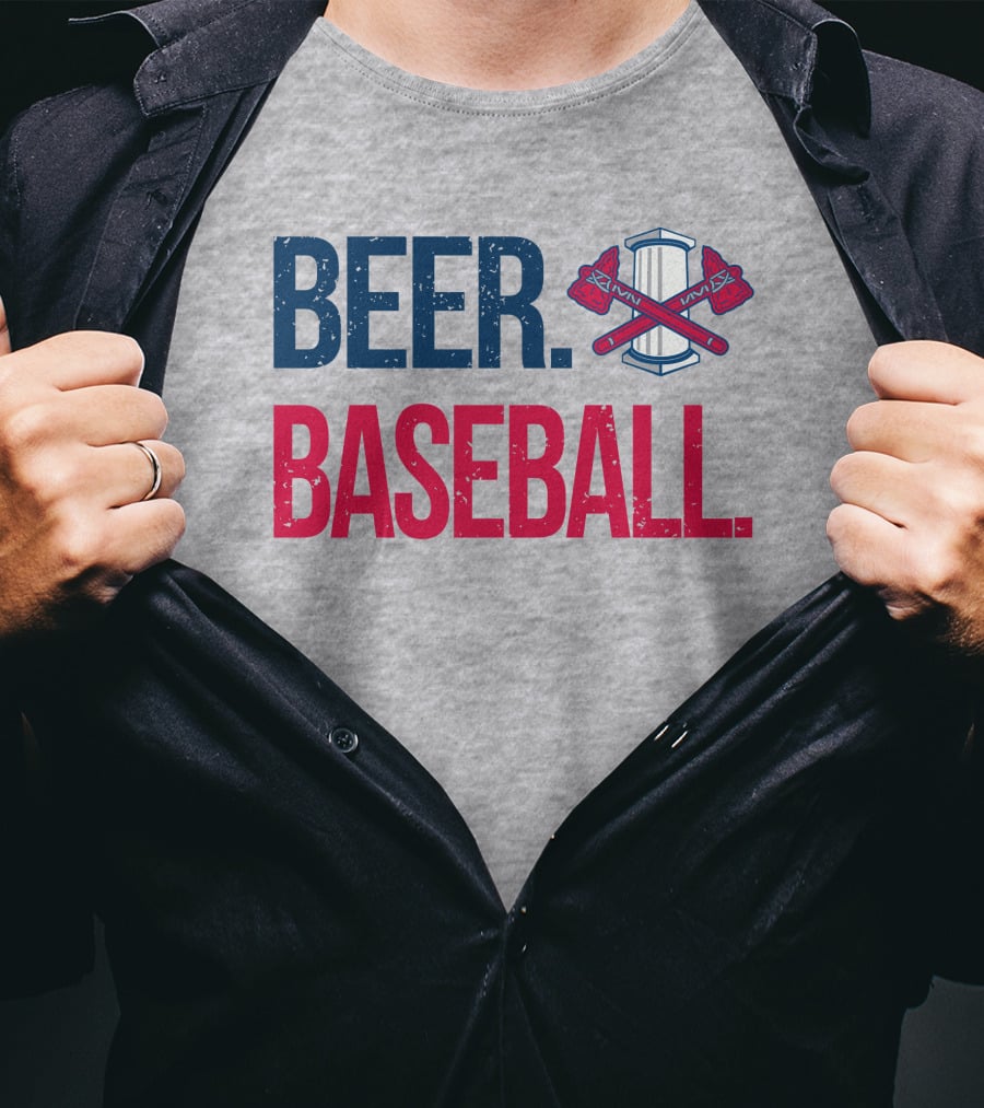 BEER. BASEBALL. Crossed Axes Emblem T-Shirt