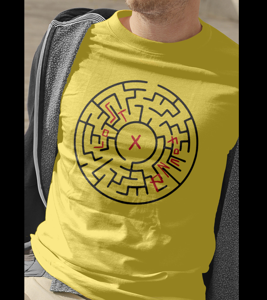 Lost People Found Myself Maze Design Yellow Background T-Shirt