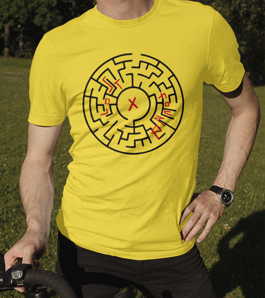 Lost People Found Myself Maze Design Yellow Background T-Shirt