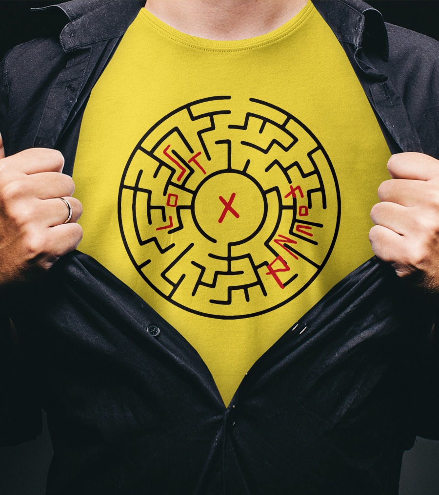 Lost People Found Myself Maze Design Yellow Background T-Shirt
