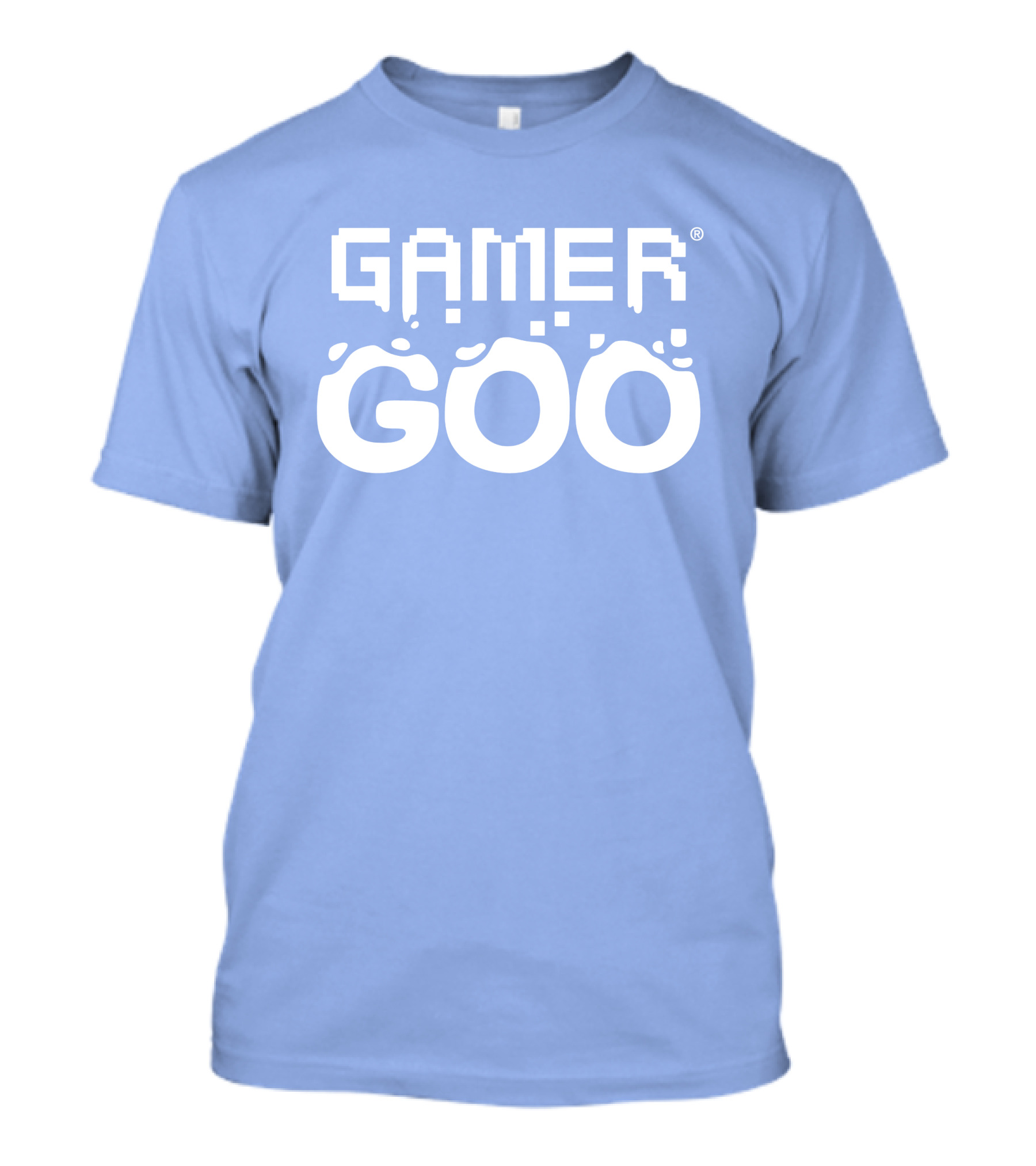 Gamer Goo Retro Pixel Font Blue Background T-Shirt