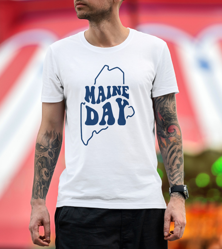 Maine Day Outline Of State T-Shirt