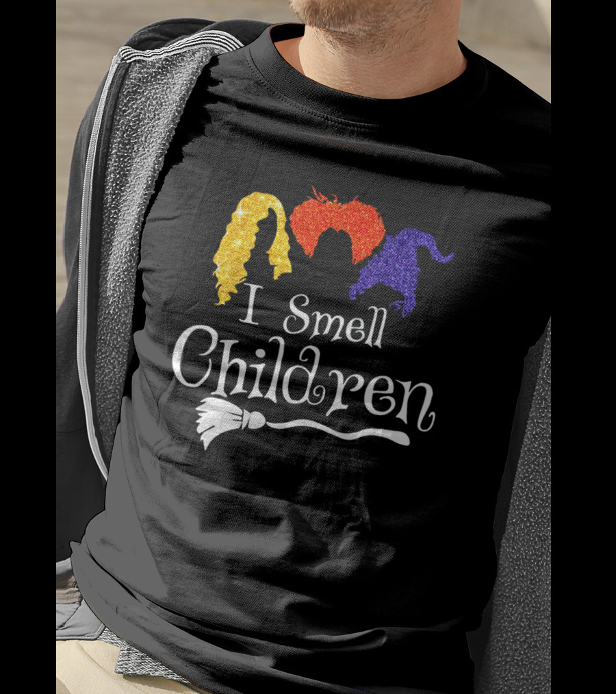 I Smell Children Witch Silhouette Hair Colors Broomstick T-Shirt